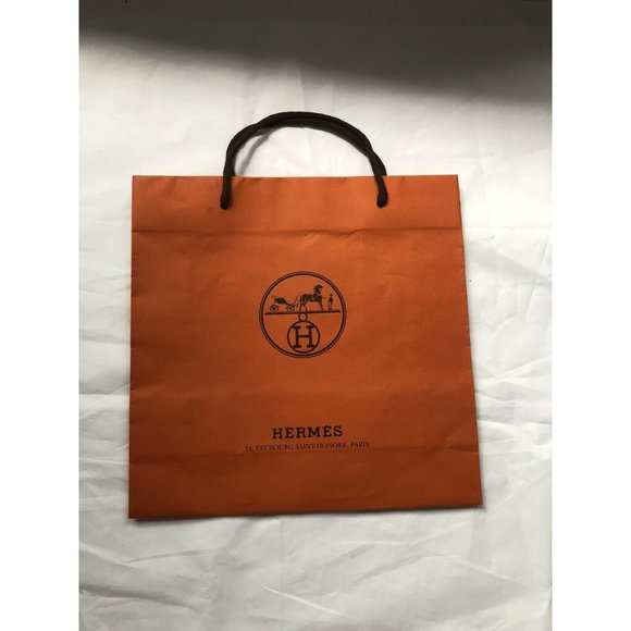 Hermes Reusable Paper Shopping Bag Gift Orange 11.7" x 11.6" x 4" - Picture 3 of 12